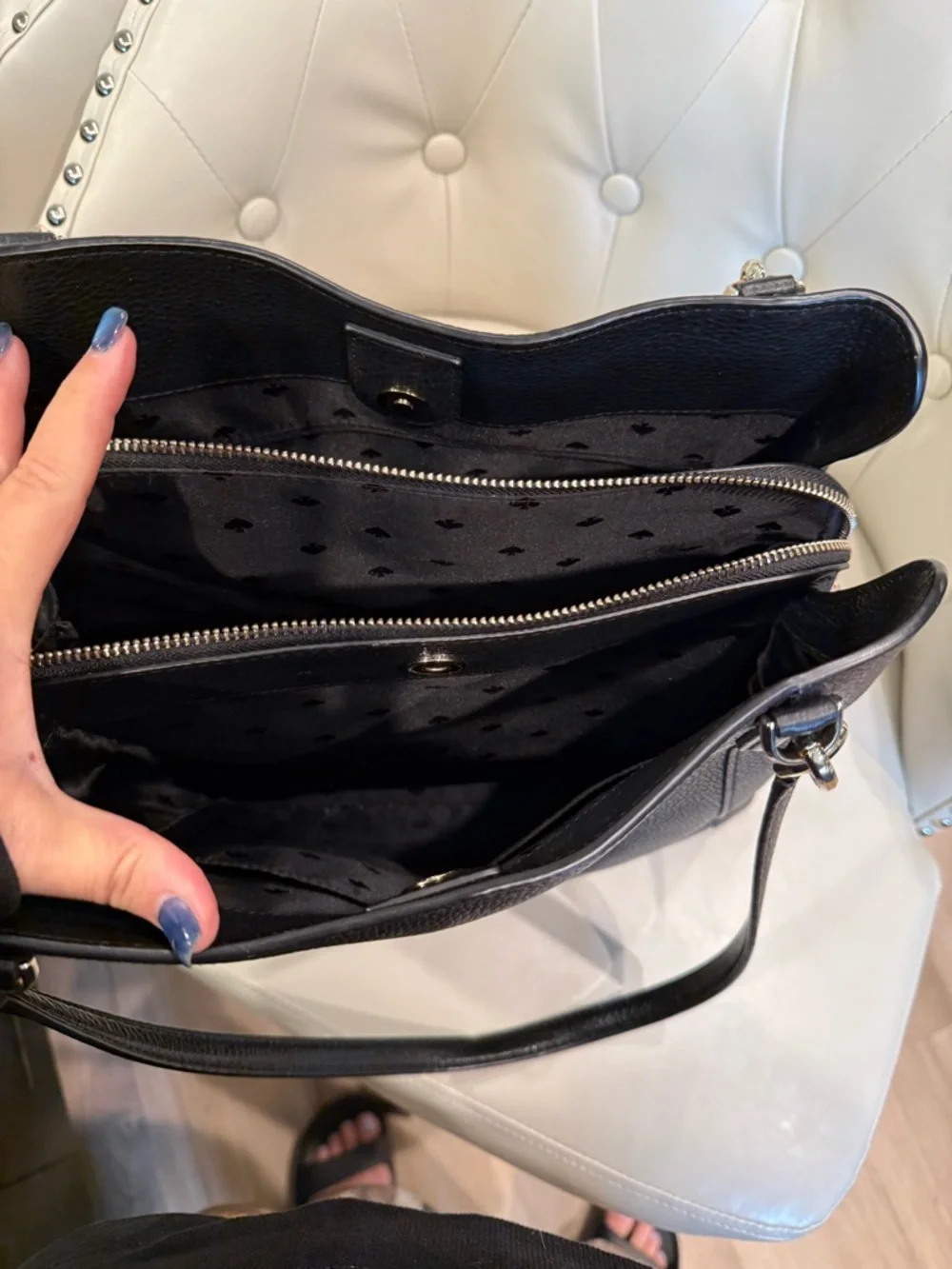 kate spade Black Pebbled Leather Shoulder Bag Leila 3 compartment bag - Picture 6 of 9